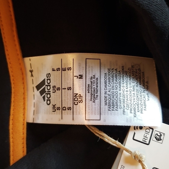 Adidas Essentials Fleece Hoodie Black & Victory Blue - Size S - Picture 6 of 10